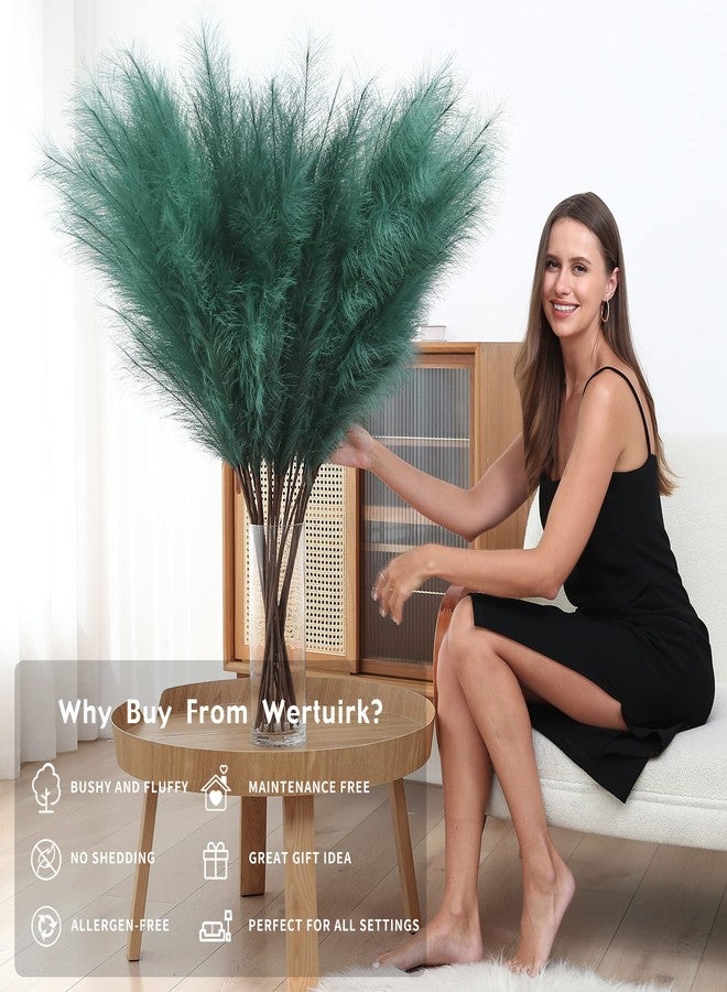 Wertuirk 8 Pcs 45 inch Tall Faux Pampas Grass Decor, Large Artificial Green Pompous Grass Bulk, Long Fake Pompas for Floor Vase Filler, Wedding, Baby Shower, Home and Boho Decor (Green) - Image 3